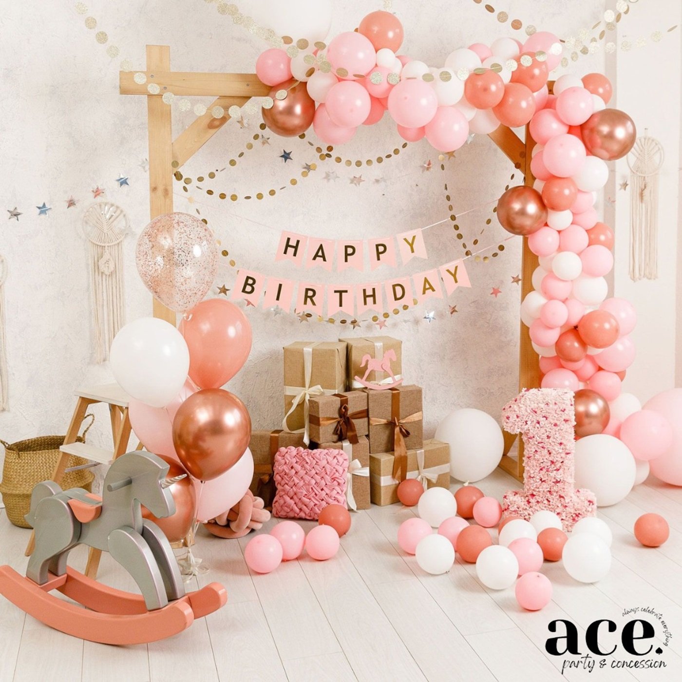 Pink And Rose Gold Theme Birthday Party Colors